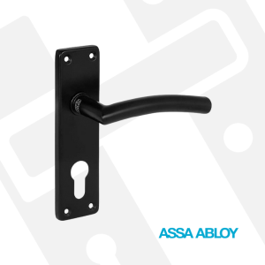 Sandpiper Door Handle Curved Lever On Plate 150x40mm Cylinder Matt Black