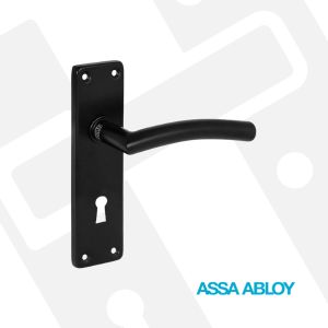 Sandpiper Door Handle Curved Lever On Plate 150x40mm Keyhole Matt Black